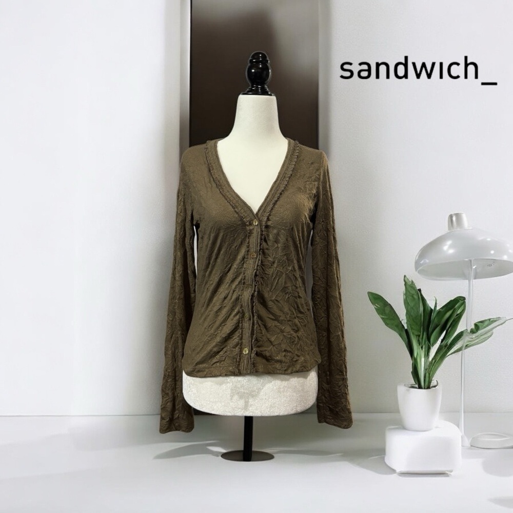 Sandwich, Elegant Textured Cardigan Court, Medium